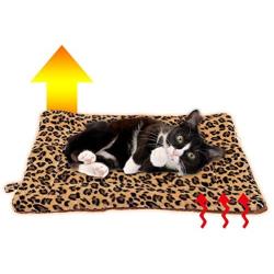 FLYSTAR Cat Bed Mat - Self Self Heating Warming Leopard Cute Cat Pad, Soft Flannel & Cotton, Support Machine Wash and Hand Wash, Comfortable Suitable for Small, Medium, Large Cats/Puppies