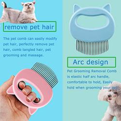 2 Pieces Pet Shell Comb Pet Hair Removal Comb Leo Paw Cat Comb Massager Pet Grooming Brush Shedding Brush for Dog Cat Hair for Removing Matted Fur, Knots and Tangles (blue+pink)