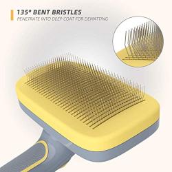 Canple Self-cleaning Slicker Brush for Medium Long Hair Types Dog and Cat, Removes Loose Hair Undercoat Effectively Reduce Mats & Tanglings Grooming Brush