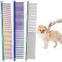 3 Pieces Pet Steel Combs, Pet Dog Cat Grooming Comb Multi-color Dog Comb with Stainless Steel Teeth for Removing Tangles and Knots for Long and Short Haired Dog, 7.5 x 1.3 Inch 3 Pieces Pet Steel Combs, Pet Dog Cat Grooming Comb Multi-color Dog Comb with Stainless Steel Teeth for Removing Tangles and Knots for Long and Short Haired Dog, 7.5 x 1.3 Inch