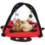 Tnfeeon Foldable Cat Play Mat, Pet Dog Cat Scratching Mat Tent Multifunction Pet Bed with Hanging Toy Balls