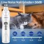 Petural Electric Dog Nail Grinder Low Noise Pet Nail Trimmer with 2 Grinding Wheels, Electric Rechargeable Pet Nail Grinder Painless Paws Grooming for Small Medium Large Dogs,Cats & More