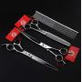 Purple Dragon 8.0 inch Dog Hair Cutting, Curved and Thinning Scissors Shear Pet Grooming Tool Kit