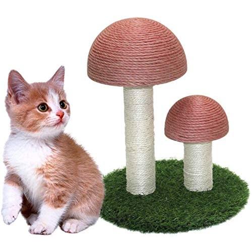 JAYLINNA Mushroom Cat Scratching Post Mini Cat Scratcher Small Cat Tree House Traning Toys for Cats Kittens Small Animals