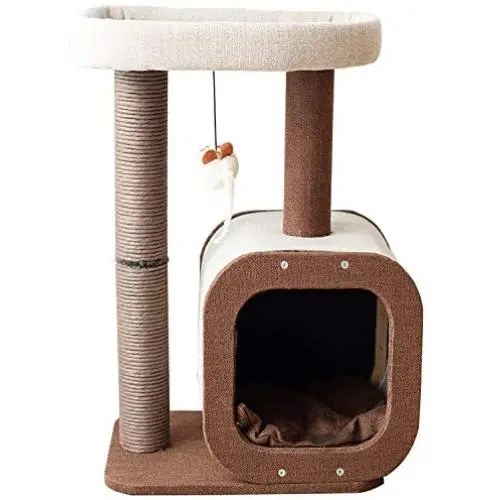 Catry Kitten Cat Tree Condo with Paper Rope Covered Scratching Post Activity Center for Climbing Relaxing and Playing Natural Jute Fiber Pet Stand Catry Kitten Cat Tree Condo with Paper Rope Covered Scratching Post Activity Center for Climbing Relaxing and Playing Natural Jute Fiber Pet Stand