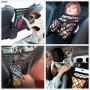 HDCBMCDDM-US Upgraded 3-Layer Car Dog Barrier and Dog Seat Belt, Auto Seat Net Organizer & Adjustable Pet Car Harness with Elastic Nylon Buffer for Small Medium Dogs and Cats