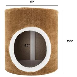 PETMAKER Cat Condo Barrel Single Hole, 14'' x 15'', Brown & White