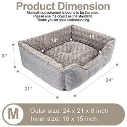 FURTIME Durable Dog Bed for Large Medium Small Dogs Soft Washable Pet Bed Breathable Rectangle Sleeping Bed Anti-Slip Bottom (24'' x 21'' x 8'', Grey)