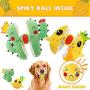 Dog Squeak Toys for Chewers - 2 Pack 2-in-1 Interactive Stuffed Plush Dog Toy with Surprise Ball Inside, Cute Durable Tug and Fetch Toys Pineapple and Cactus Pet Chew Toys for Small to Lagre Dogs