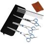 Mxcudu Professional Dog Grooming Scissors Set, 5 Pcs Pet Grooming Scissor with Straight Scissor, Thinning Scissor, Curve Scissor, Stainless Steel Comb