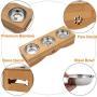 Raised Pet Bowls Elevated Pet Feeder Bowl Dog Cat Feeder Bowls Bamboo Cat Bowl Stand Holder with Stand and 3 Stainless Bowls for Small Dog Cat