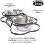 Iconic Pet Dog or Cat Stainless Steel Double Diner Elevated Bowl Set with Heavy Duty Bone Shaped Rim