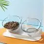 ocijf179 Cat Bowl Double/Single Cat Dog Water Food Bowl with Raised Stand Pet Feeder Supplies - Black + Clear Double Bowl