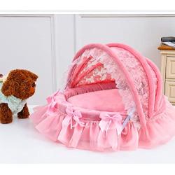 Creation Core Luxury Washable Pet Puppy Cat Princess Lace Bed with Canopy