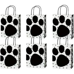 Dog Gift Bags Paw Prints 6 Count - Bags Only (Medium, Glossy Paws)
