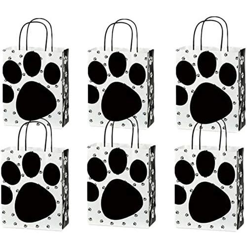 Dog Gift Bags Paw Prints 6 Count - Bags Only (Medium, Glossy Paws)