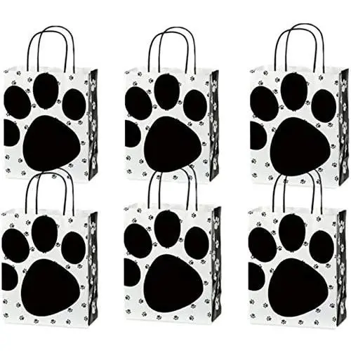 Dog Gift Bags Paw Prints 6 Count - Bags Only (Medium, Glossy Paws) Dog Gift Bags Paw Prints 6 Count - Bags Only (Medium, Glossy Paws)