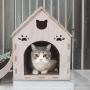 MadeTerra Wooden Kitty House Cat Shelter Fully Assembled Plywood Hide House for Cats, Rabbits and Small Dogs