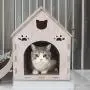 MadeTerra Wooden Kitty House Cat Shelter Fully Assembled Plywood Hide House for Cats, Rabbits and Small Dogs