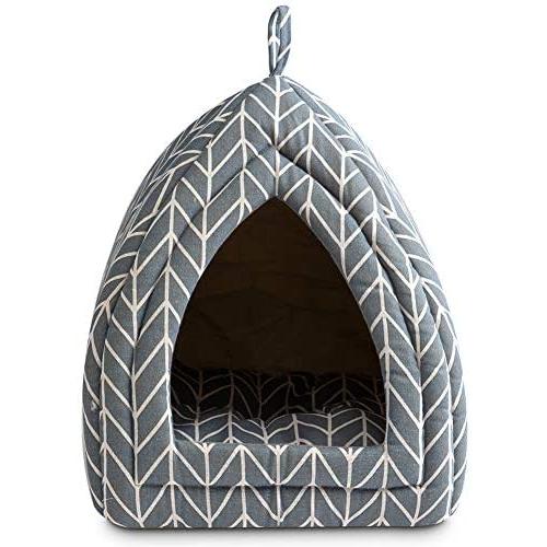 Hollypet Self-Warming 2 in 1 Foldable Comfortable Triangle Cat Bed Tent House, Grey