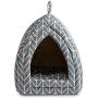 Hollypet Self-Warming 2 in 1 Foldable Comfortable Triangle Cat Bed Tent House, Grey
