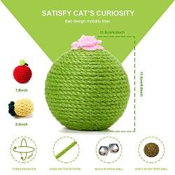 Cat Scratcher Toy Ball Set Include 1 Piece Cat Roly-Poly Scratcher Ball with Bell and 2 Pieces Cactus Sisal Ball Cat Scratching Catnip Toys Motion Kitten Toy Interactive Tilting Toys Pets Toy