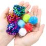 WILLBOND 20 Pieces Random Glitter Pom Pom Balls Cat Toy Pom Balls Tinsel Balls 12 Pieces Crinkle Balls with Plastic Bottle for Kittens Crafts Party Decorations (Multicolor)