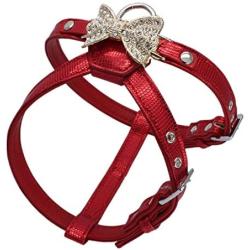 Dogs Kingdom Luxury Leather Rhinestone Butterfly Dog Walking Harness