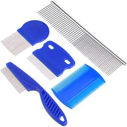 Tear Stain Remover Comb Set Pet Grooming Combs Cat Stainless Steel Comb Pets Flea Comb Dog Grooming Comb Tool for Dog Pets Cat (5 Pieces)