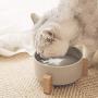 Ceramic Elevated Dog Bowls, Raised Dog and Cat Pet Feeder with Wooden Stand Water Food Comfort Diner Anti Slip Feet Reduce Neck Burden Easy to Clean