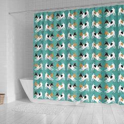 Paws With Attitude Toy Fox Terrier Dog Hearts Pattern Print Shower Curtains