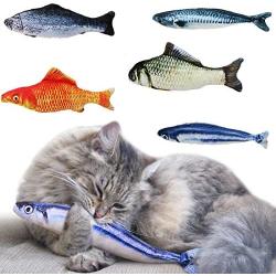 LeRicher Catnip Toys Set Simulation Fish Shape Doll Interactive Pets Pillow Chew Bite Supplies for Cat/Kitty/Kitten Fish Flop Cat Toy Catnip Crinkle Toys 5PCS