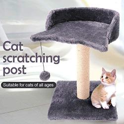 Cat Scratching Post for Kitty, with Natural Sisal Scratchers Post, Plush Platform and Hanging Toy Balls, Kittens & Cat Interactive Toys