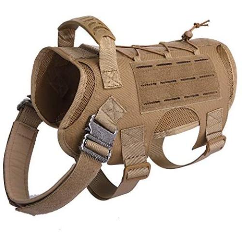 RubRab Tactical Dog Harness Vest Medium with Handle Pulling Military Working Dog Molle Vest with Metal Buckles & Loop Panels Adjustable Harness