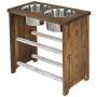 MyGift 15 Inch Tall Dark Brown Burnt Wood Large Pet Dog Raised Feeder Stand with 2 Stainless Steel Bowls