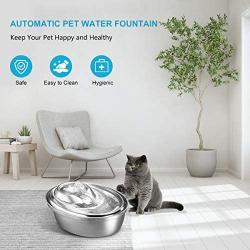 WOPET Cat Water Fountain Stainless Steel,Pet Fountain Dog Water Dispenser, Pet Drinking Fountain with 3 Replacement Filters for Dogs, Cats, Birds and Small Animals