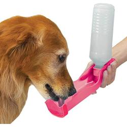 Portable Water Bottle for Dogs Travel Hiking 17 oz Handi Drink - Choose Color (Handi Drink Regular - Pink)
