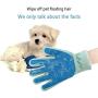 Plieren Floating Hair Brush for Cats and Dogs pet Grooming Gloves, Gentle dusting Brush Gloves (with self-Cleaning Brush), efficient pet Hair Removal Massage Gloves Blue