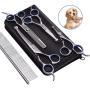 Vhabob Dog Grooming Scissors set with Safety Round Tips, Sharp and Durable Dog Scissors for Grooming - Thinning, Straight, Curved dog Shears and Comb for Cat Pet