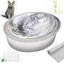 ORSDA Cat Water Fountain Stainless Steel, Pet Fountain Dog Water Dispenser, 67oz / 2L Ultra-Quiet Automatic Cat Drinking Fountains with 6 Replacement Filters & 1 Silicone Mat for Cats, Small Dogs