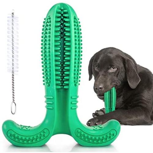 Kaier cat Dog Toothbrush Chew Toys - Dog Teeth Cleaning Stick Puppy Dental Care Brushing Toy, Natural Rubber Bite Resistant Dog Toothbrush Toy Dog Tooth Cleaner for Small Medium Dog Pets (Milk)