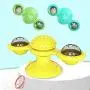 Apofly 1PC Windmill Cat Toy with LED Ball Suction Cup Portable Turntable Interaction Toy Scratch Hair Brush for Cats Kitty (Blue)