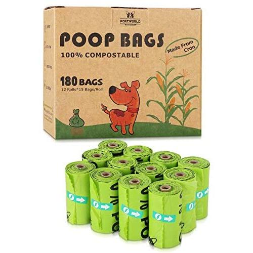 Dog Poop Bag Compostable - Vegetable-Based Corn Pet Waste Bags Unscented Poop Bags Refill Rolls