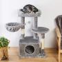 SUPERJARE Cat Tree with Plush Condos & Dangling Balls, Kitten Tower Center with Plush Perch & Basket Lounger, Pet Play Condo Furniture