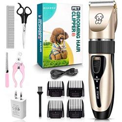 Dog Shaver Clippers Low Noise Rechargeable Cordless Electric Quiet Hair Clippers Set for All Apply Dogs Cats Pets