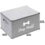 Geyecete Canvas Fabric Pet Toy Bin and Accessory Storage Bin with Lid and Zipper, Collapsible Organizer Storage Basket