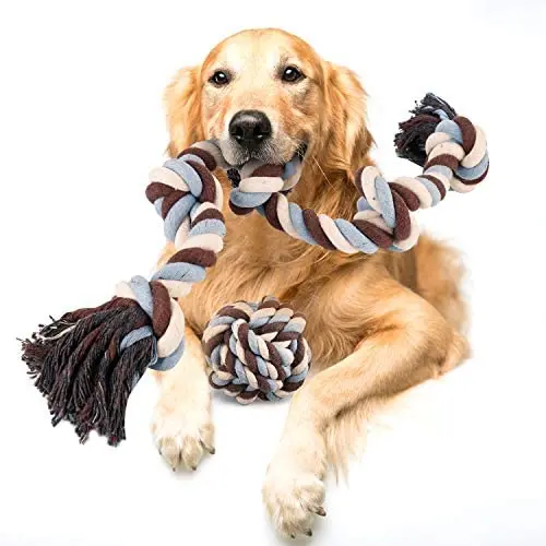CooElc EylbKey Dog Rope Toys for Aggressive Chewers, Dog Pet Rope Toys 3 Feet 5 Knots Indestructible Dog Toys, Safe Chew Dog Toys for Medium Large Breed(Dog Rope Tug Ball) CooElc EylbKey Dog Rope Toys for Aggressive Chewers, Dog Pet Rope Toys 3 Feet 5 Knots Indestructible Dog Toys, Safe Chew Dog Toys for Medium Large Breed(Dog Rope Tug Ball)