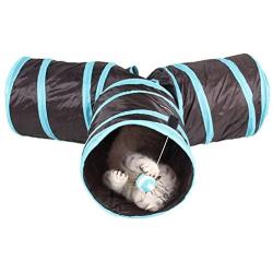 Toonol Foldable 3 Holes Pet Cat Tunnel Toys Indoor Outdoor Pet Cats Training Toy Kitten Rabbit Funny Play Tunnel House Toys