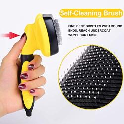 TwoEar Dog Self Cleaning Slicker Brush for Hair Grooming, Removes Loose Tangled Undercoat and Mats Gently, Easy Shedding for Small Medium and Large Dog Pet and Cat with Short and Long Hair