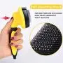 TwoEar Dog Self Cleaning Slicker Brush for Hair Grooming, Removes Loose Tangled Undercoat and Mats Gently, Easy Shedding for Small Medium and Large Dog Pet and Cat with Short and Long Hair